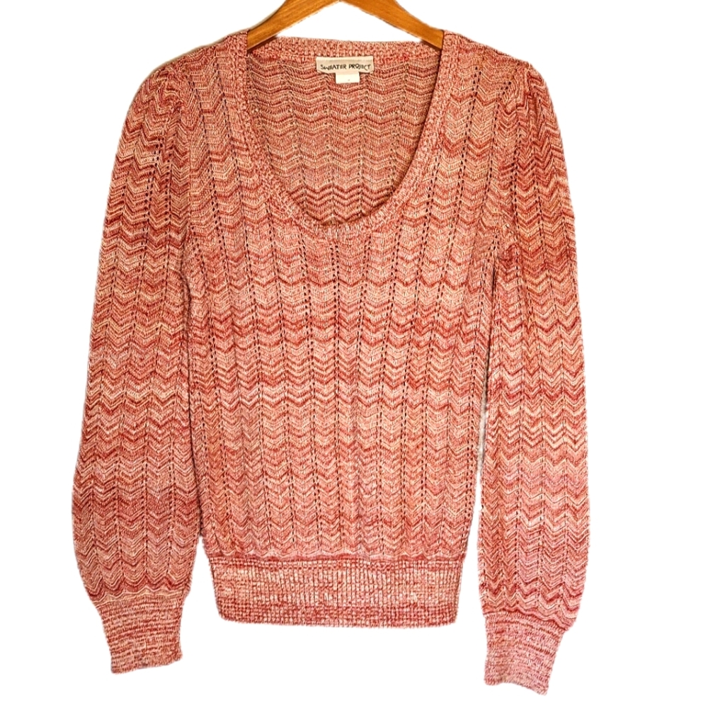 Sweater Project Red White Chevron Puff Wrist - S